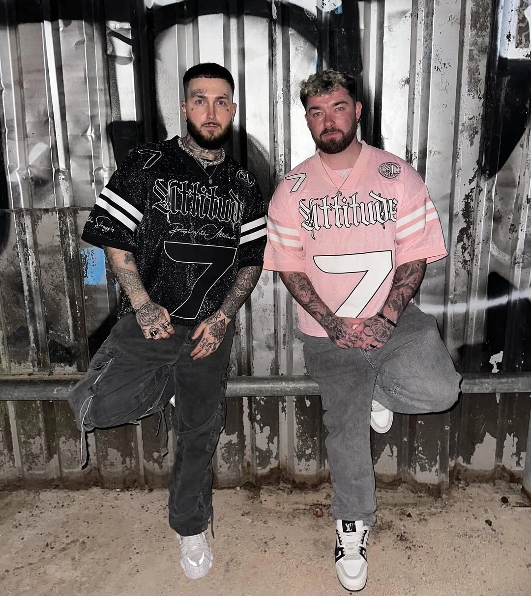 Finished PWA Clothing jerseys worn on location in black and pink