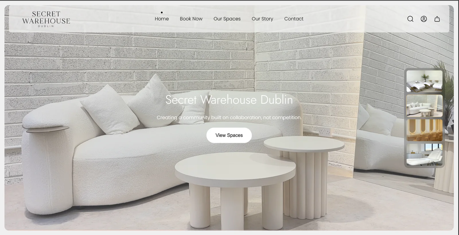 Secret Warehouse Dublin desktop website