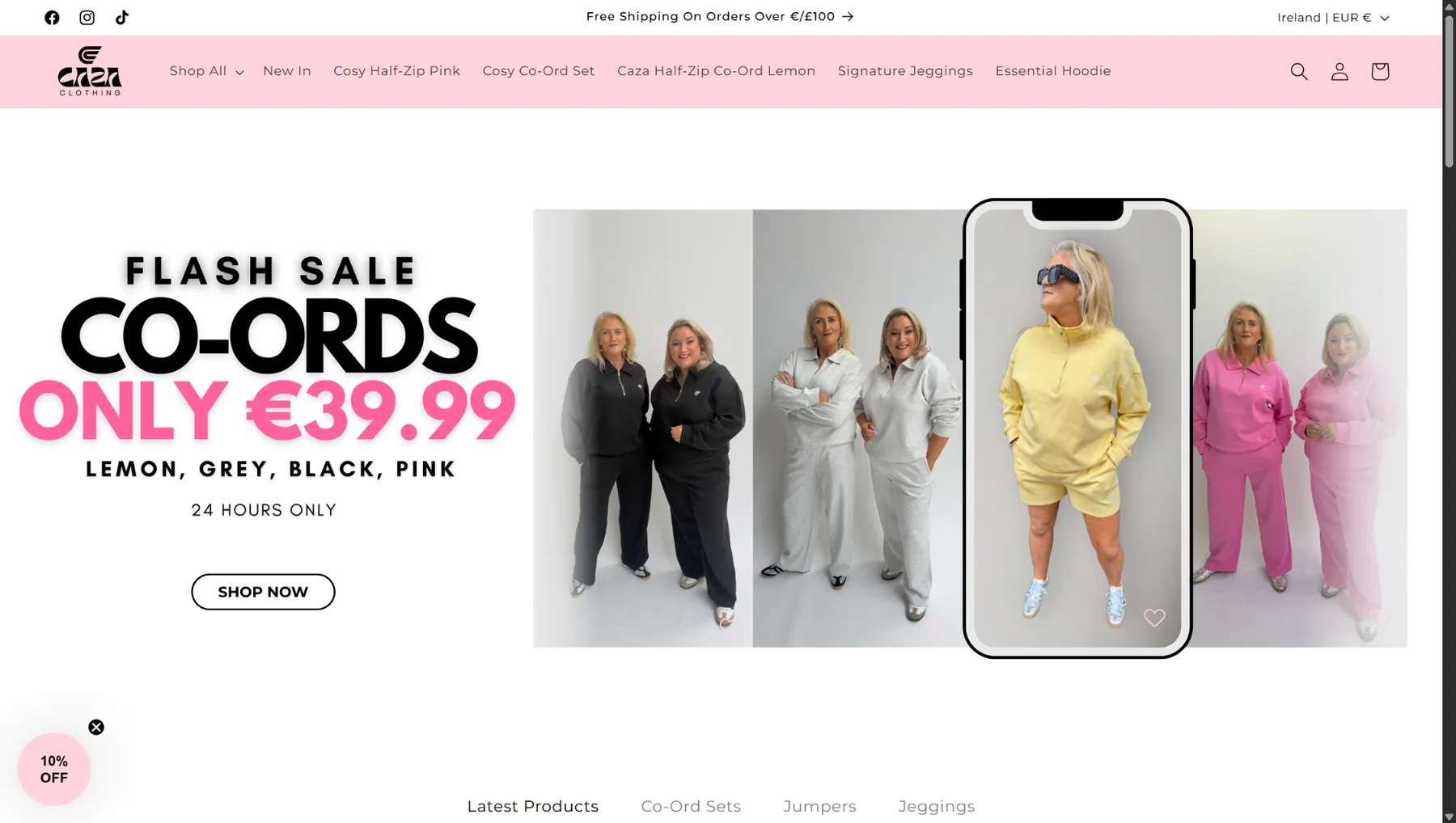 Caza Clothing desktop storefront