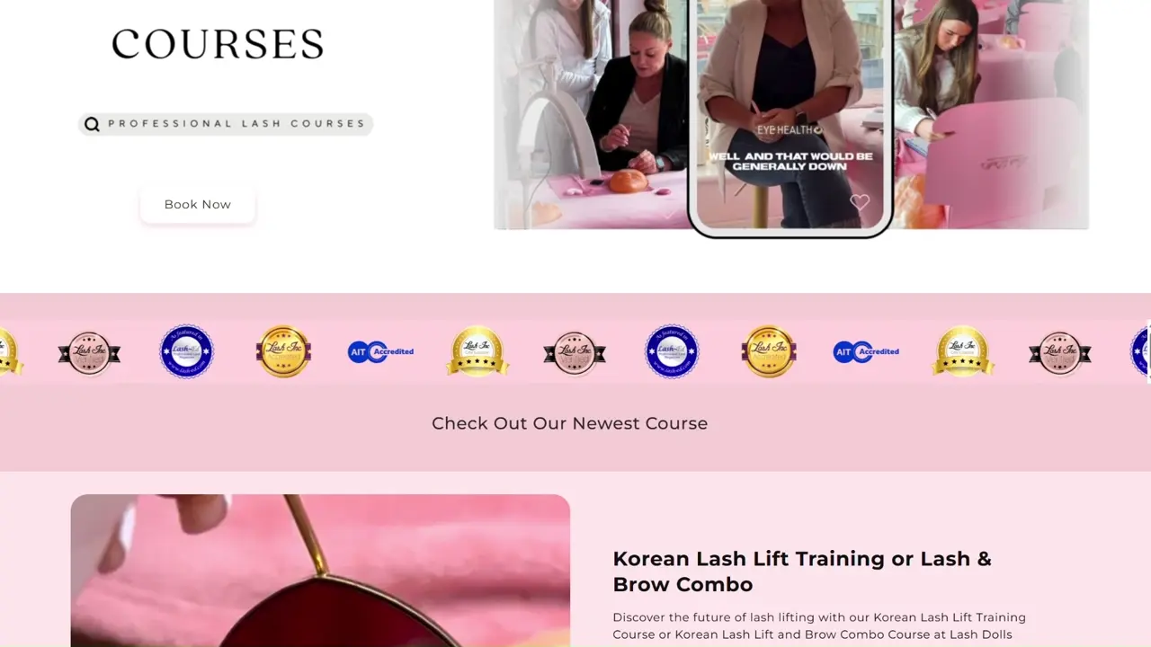 Lash Dolls course booking walkthrough