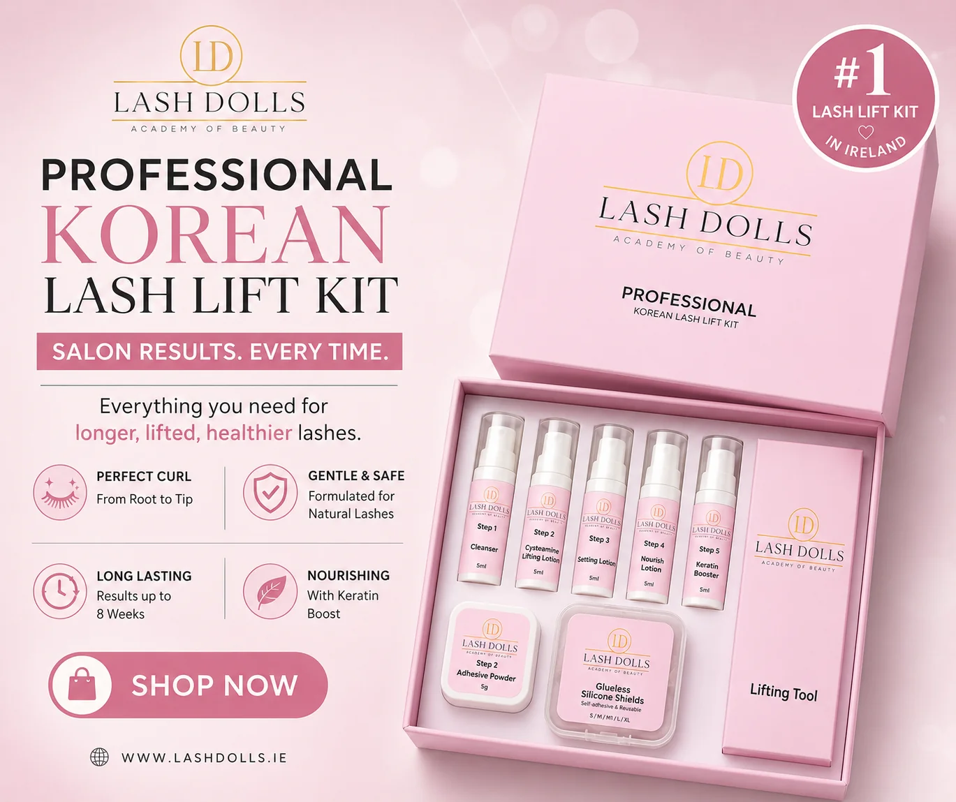 Lash Dolls Korean Lash Lift Kit product campaign creative